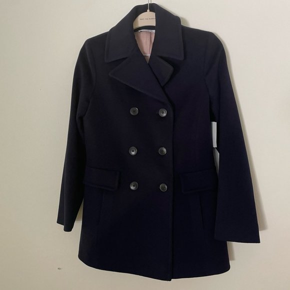 NWT FLEURETTE LORO PIANA Eden navy wool double breasted peacoat - Picture 2 of 13